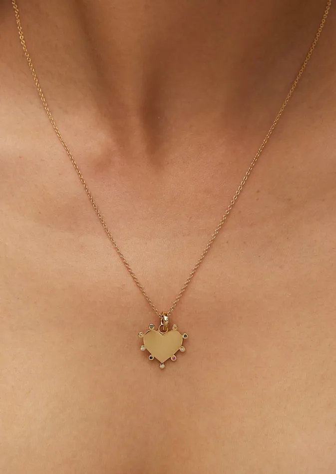 Charm Necklaces Scosha Rainbow Gems Heart Charm