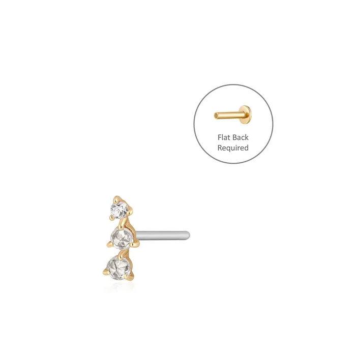 CLARA Rose Cut Triple White Sapphire Threadless Flatback Earring AURELIE GI Earrings
