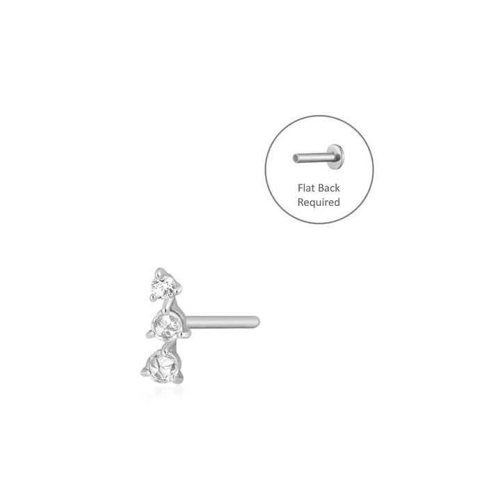 CLARA Rose Cut Triple White Sapphire Threadless Flatback Earring AURELIE GI Earrings