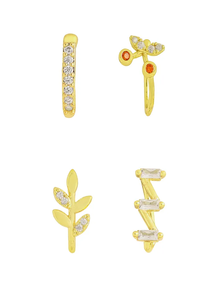 Combo 4 Elegant GoldPlated Leaf Shaped Nose Pins for Women NonPiercing GiftReady Yellow Chimes Bracelets Combo 4 Elegant GoldPlated Leaf Shaped Nose Pins for Women NonPiercing GiftReady Yellow Chimes Bracelets