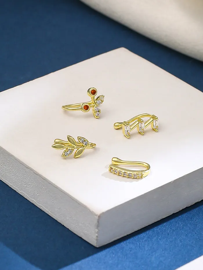 Combo 4 Elegant GoldPlated Leaf Shaped Nose Pins for Women NonPiercing GiftReady Yellow Chimes Bracelets