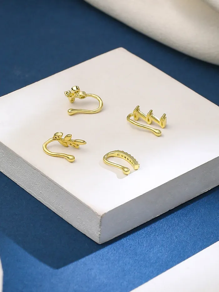 Combo 4 Elegant GoldPlated Leaf Shaped Nose Pins for Women NonPiercing GiftReady Yellow Chimes Bracelets