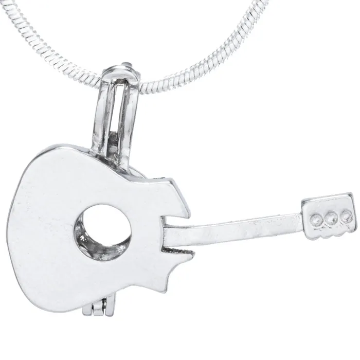 CPSP058 Necklaces Cage Pendant Silver Plated Guitar