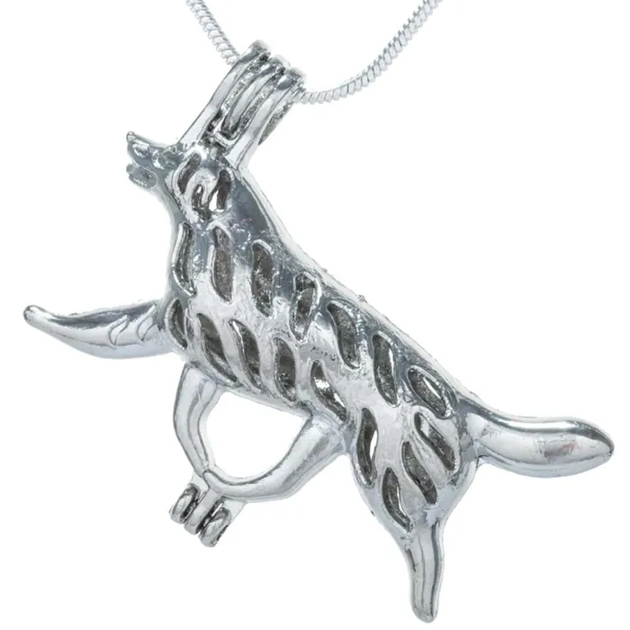 CPSP119 Necklaces Cage Pendant Silver Plated Walking Dog
