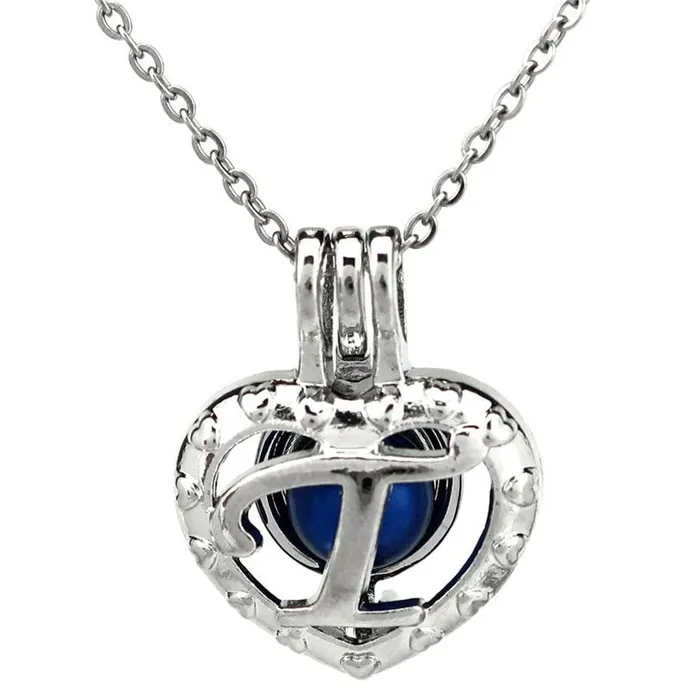 CPSP171T Necklaces Cage Pendant Silver Plated Letter T