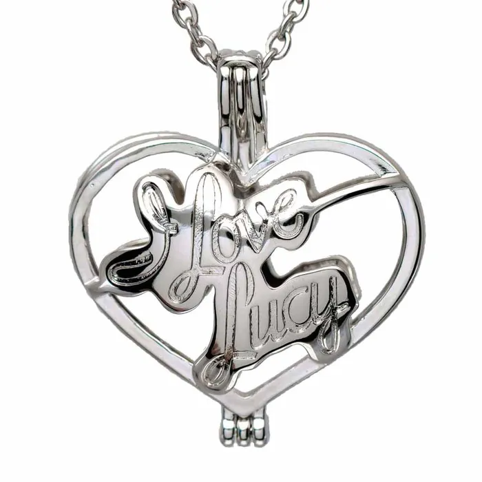 CPSP268 Necklaces Cage Pendant Silver Plated I Love Lucy with Chain