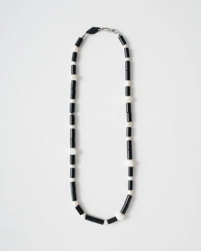 CUN Necklaces Igor Bold Black Agate Pearl Beaded Necklace