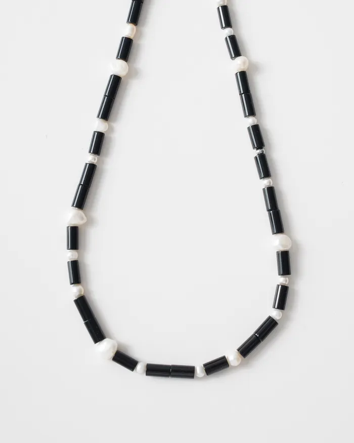CUN Necklaces Igor Bold Black Agate Pearl Beaded Necklace