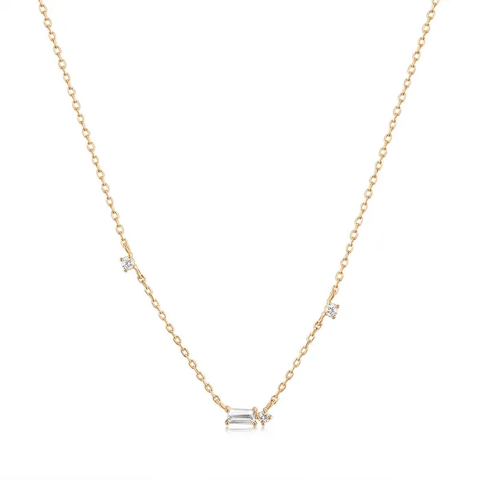 Danica Baguette White Sapphire Station Necklace AURELIE GI Necklaces