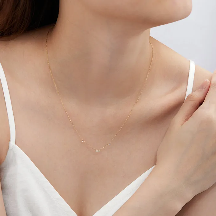 Danica Baguette White Sapphire Station Necklace AURELIE GI Necklaces