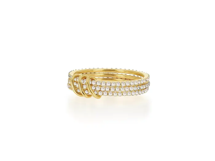 Diamond Band Rings With Gold Connectors Rachel Reid Rings