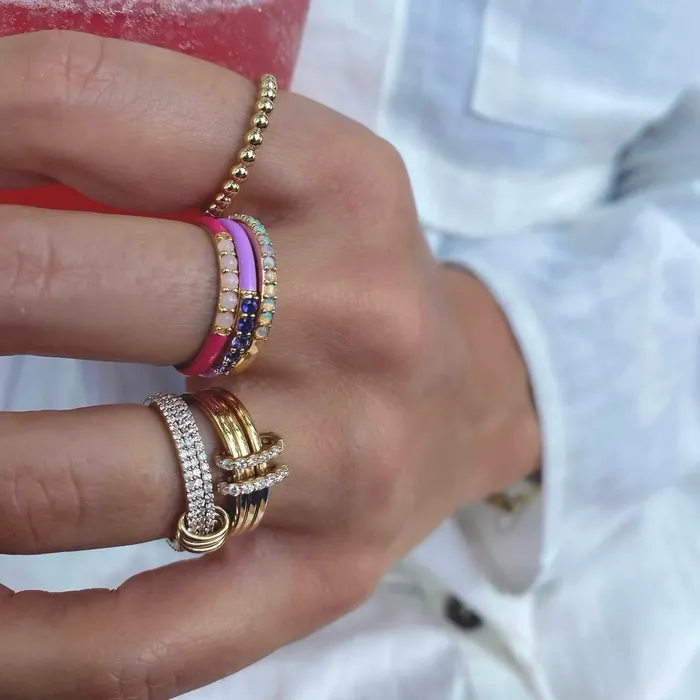 Diamond Band Rings With Gold Connectors Rachel Reid Rings