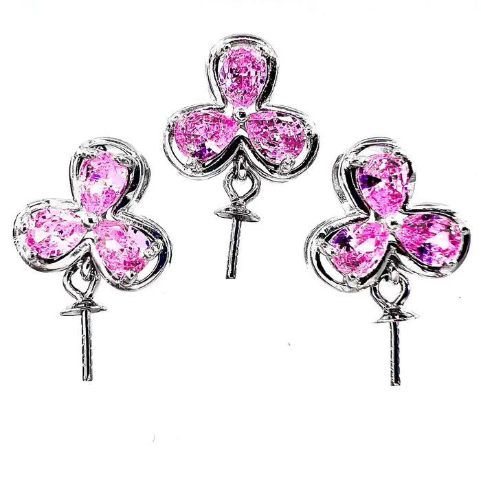 DIY Mount Pendant 925 Sterling Silver Pink Flower Petal Dangle 3 Pack MPST128 Necklaces DIY Mount Pendant 925 Sterling Silver Pink Flower Petal Dangle 3 Pack MPST128 Necklaces