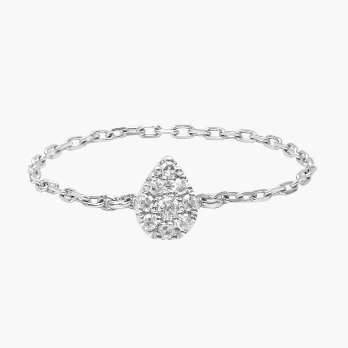 Djula Jewelry Rings Gold and Diamond Pear Chain Ring