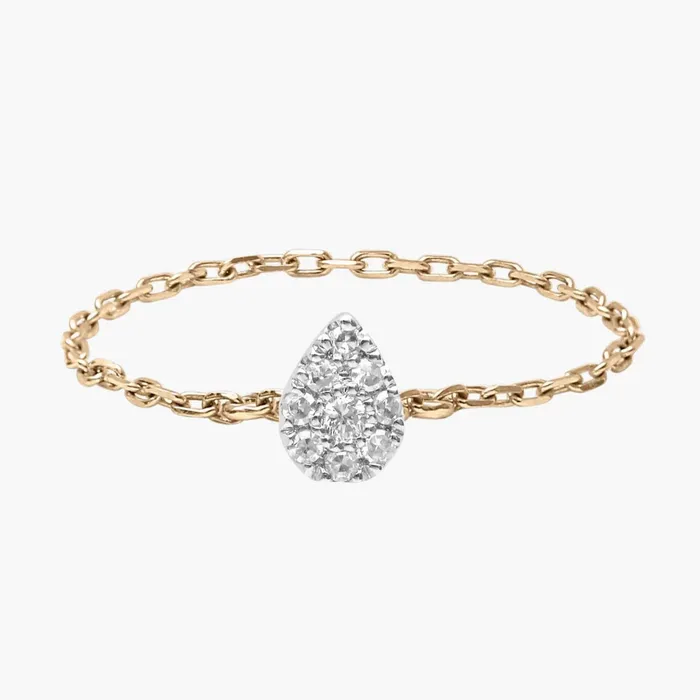 Djula Jewelry Rings Gold and Diamond Pear Chain Ring Djula Jewelry Rings Gold and Diamond Pear Chain Ring