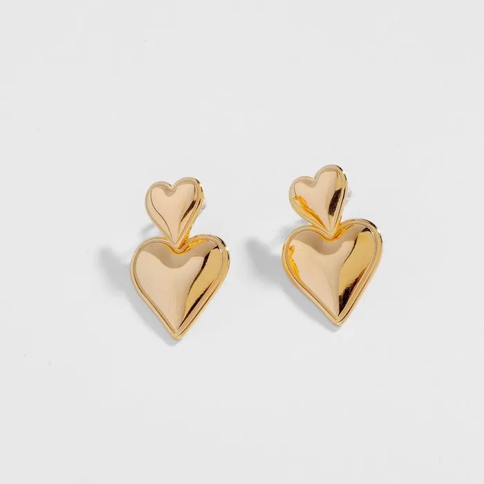 Double Heart Statement Earrings Biella Vintage Earrings