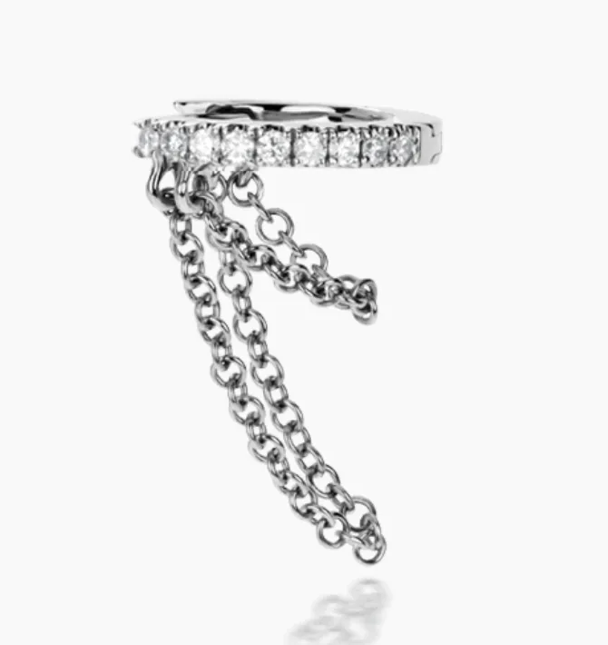 Earrings 65 mm Diamond Eternity with Two Chains Hoop Earring Maria Tash
