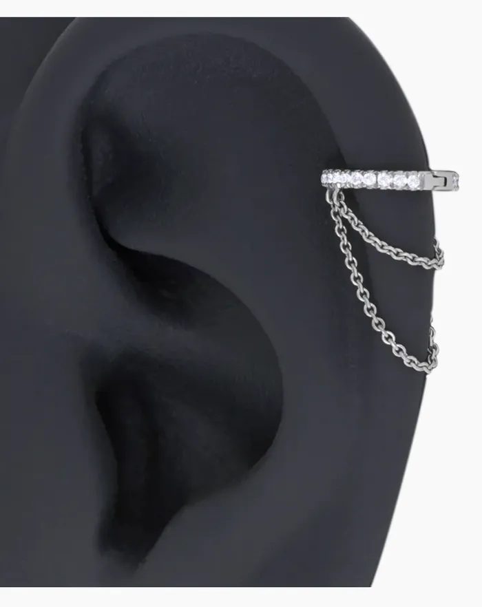 Earrings 65 mm Diamond Eternity with Two Chains Hoop Earring Maria Tash Earrings 65 mm Diamond Eternity with Two Chains Hoop Earring Maria Tash