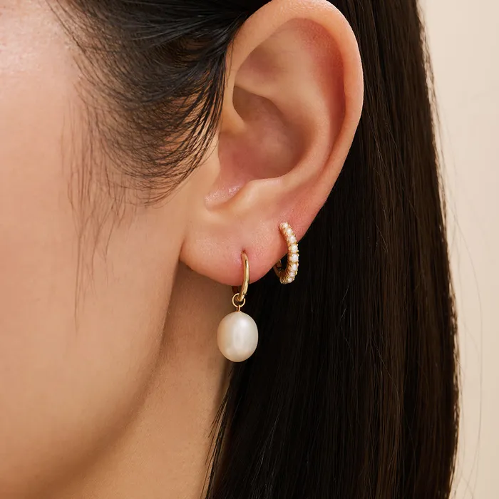 Earrings AURELIE GI CATERINA Dangle Pearl Huggie