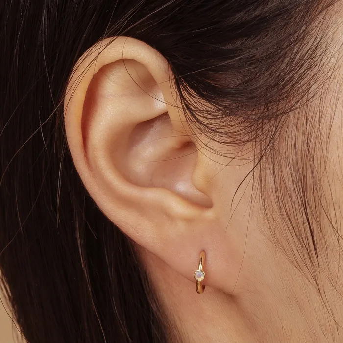 Earrings AURELIE GI FORTUNA Opal Huggie Hoops