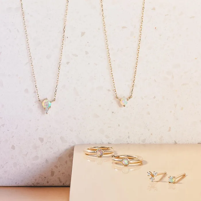 Earrings AURELIE GI FORTUNA Opal Huggie Hoops