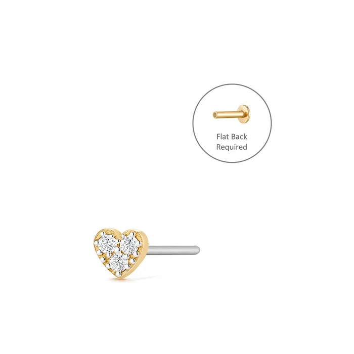 Earrings AURELIE GI SOPHIE Diamond Heart Threadless Flatback Earring