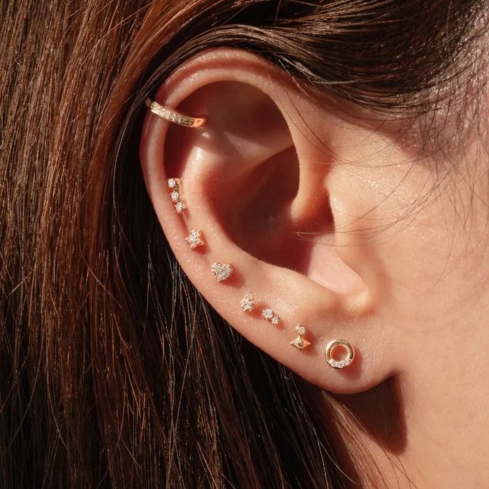 Earrings AURELIE GI SOPHIE Diamond Heart Threadless Flatback Earring