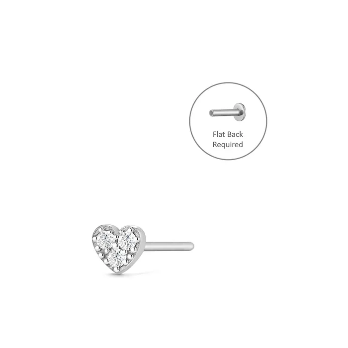 Earrings AURELIE GI SOPHIE Diamond Heart Threadless Flatback Earring