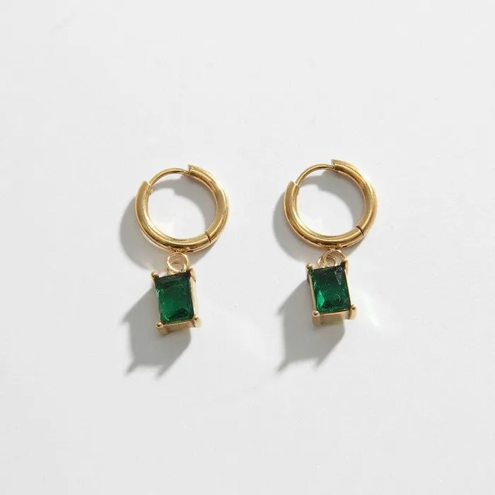 Earrings Biella Vintage Emerald Charm Huggie Earrings