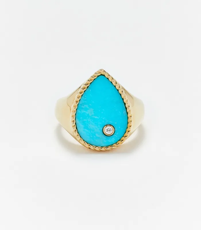 Earrings CHEVALIERE POIRE TURQUOISE OR JAUNE Yvonne Leon