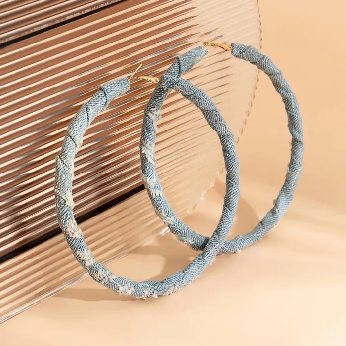 Earrings Get Signatured Denim Hoops