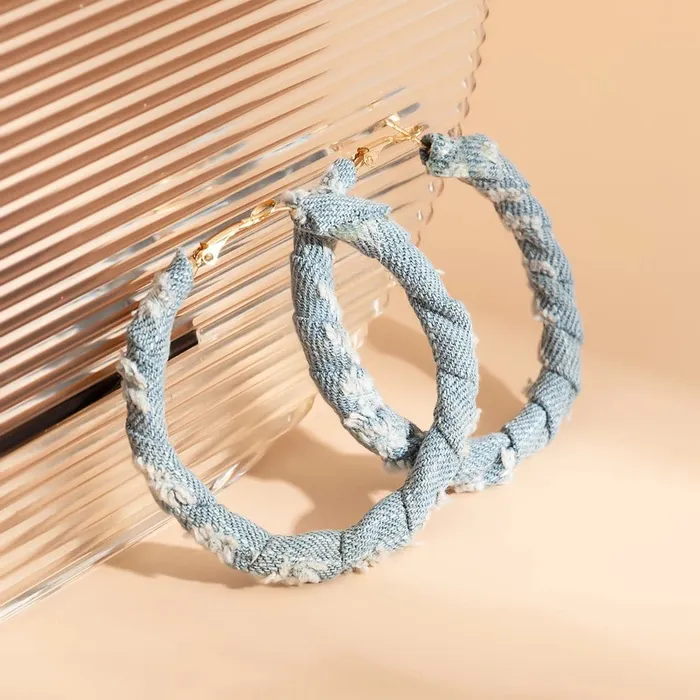 Earrings Get Signatured Denim Hoops