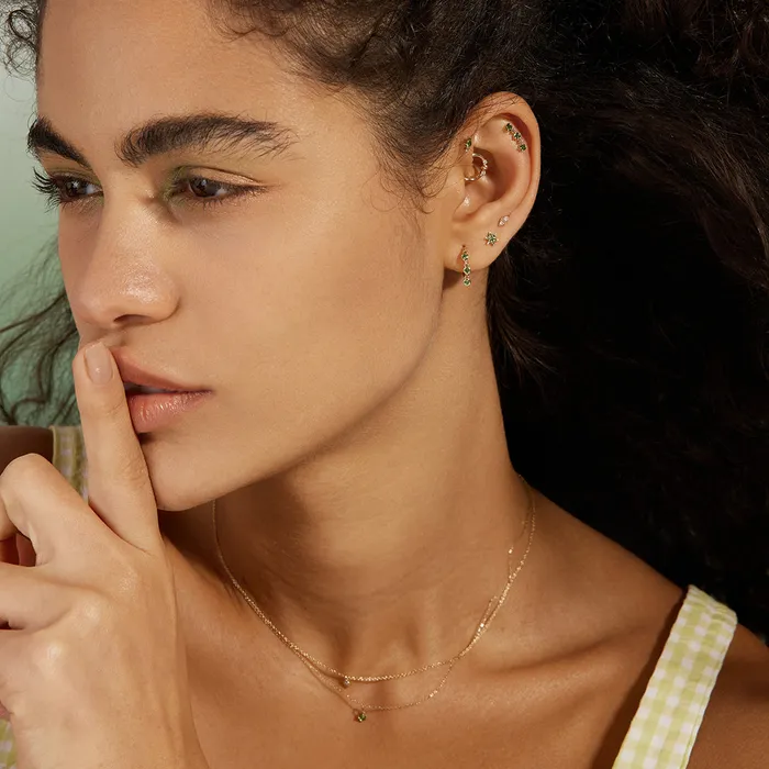 Earrings JAIDA Tsavorite and White Sapphire Climber Earring AURELIE GI