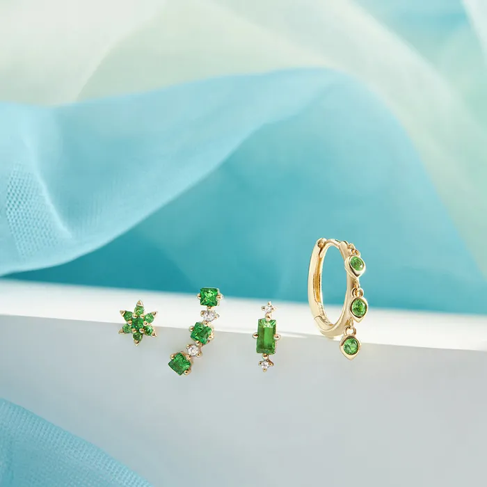 Earrings JAIDA Tsavorite and White Sapphire Climber Earring AURELIE GI
