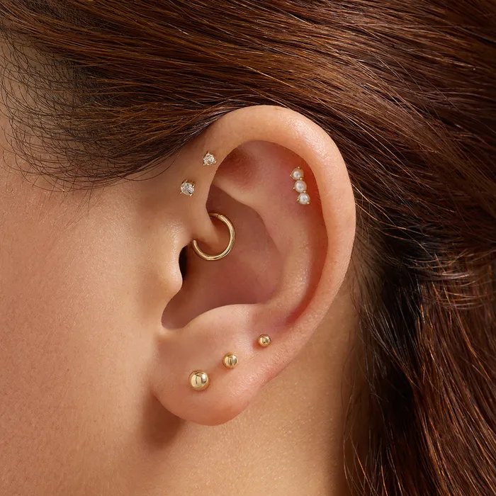 Earrings KYNSLEE Triple Pearl Threadless Flatback Earring AURELIE GI