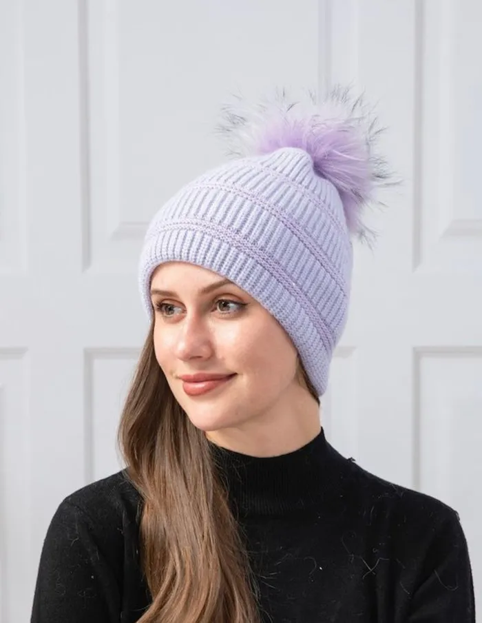 Earrings Lavender Stripe Pom Pom Hat Candlewick Gift Shop
