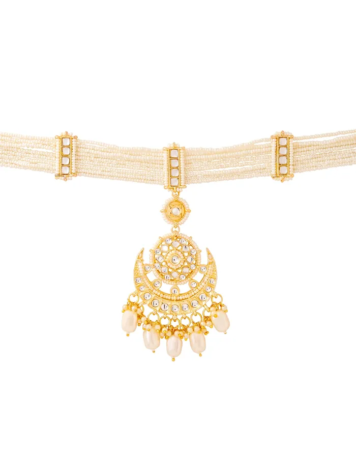 Earrings Matha Patti Kundan Head Chain for Women 262 cm Gold Traditional Bridal Hair Accessory Yellow Chimes