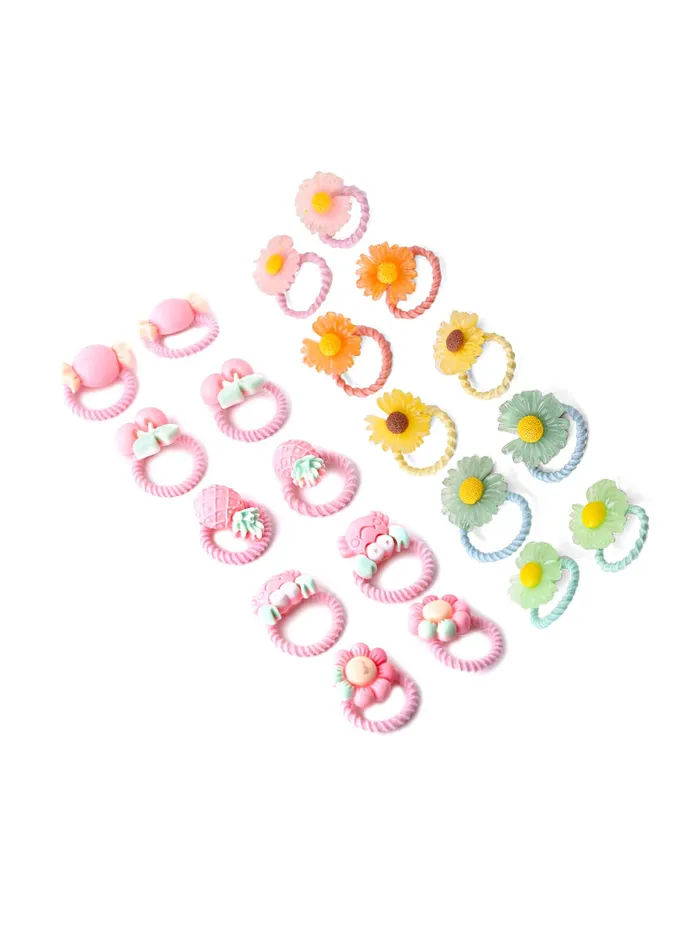 Earrings Melbees by Yellow Chimes Rubber Bands for Girls Kids Hair Accessories for Girls Hair Tie 20 Pcs Cute Characters Rubberbands for Kids Ponytail Holder For Baby Girls Toddlers Yellow Chimes