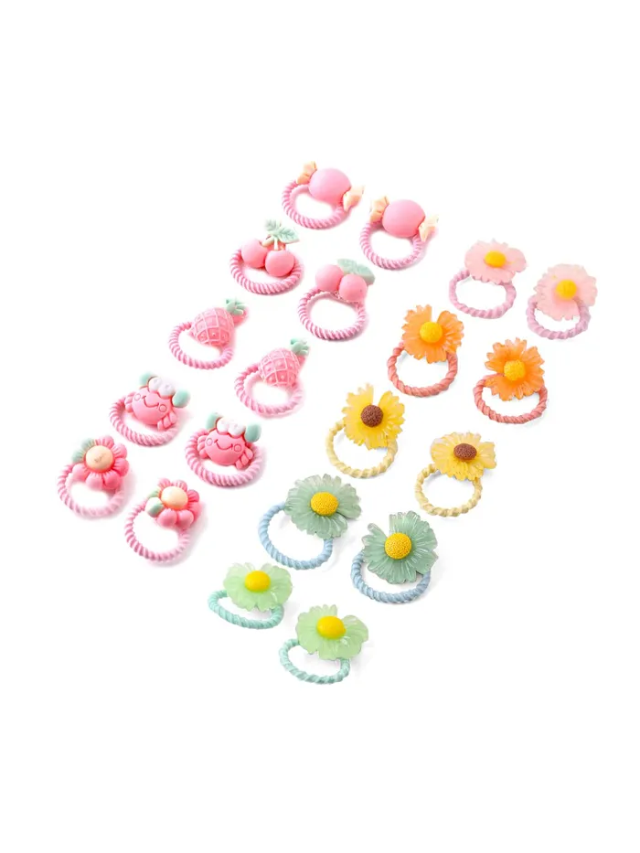 Earrings Melbees by Yellow Chimes Rubber Bands for Girls Kids Hair Accessories for Girls Hair Tie 20 Pcs Cute Characters Rubberbands for Kids Ponytail Holder For Baby Girls Toddlers Yellow Chimes