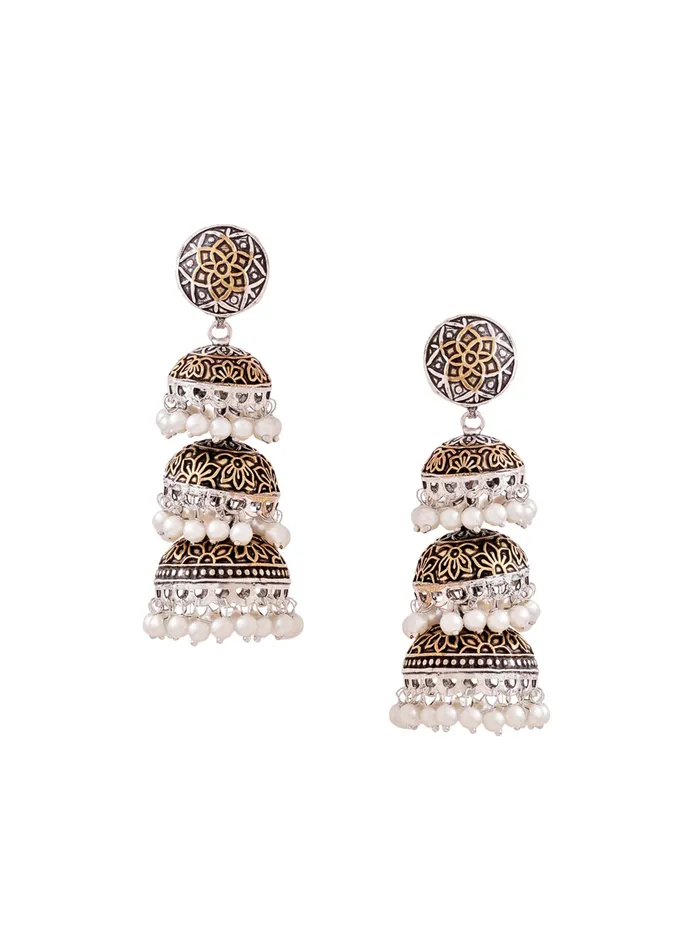 Earrings Silver Oxidised Long Jhumka Earrings Elegant Design 72 cm Oxidised Silver Yellow Chimes Earrings Silver Oxidised Long Jhumka Earrings Elegant Design 72 cm Oxidised Silver Yellow Chimes