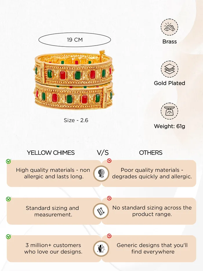 Earrings Yellow Chimes Combo Gold Plated Bangles for Women Stunning Multicolor Stones 26 inches Elegant Gold