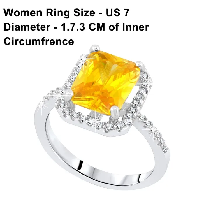 Earrings Yellow Chimes Crystal Rings For Women Topaz Stone Square Shaped Ring For Women Rhodium Plated Finger Ring for Girls Birthday Gift For Girls Women Anniversary Gift for Wife Yellow Chimes