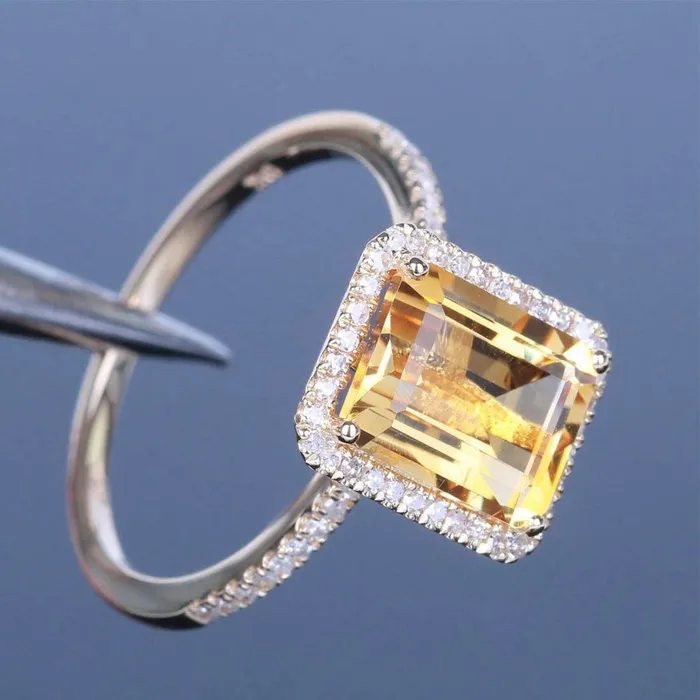 Earrings Yellow Chimes Crystal Rings For Women Topaz Stone Square Shaped Ring For Women Rhodium Plated Finger Ring for Girls Birthday Gift For Girls Women Anniversary Gift for Wife Yellow Chimes