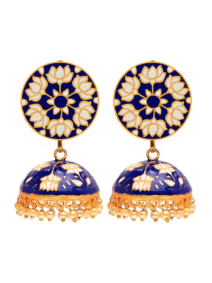 Earrings Yellow Chimes Meenakari Jumka Earrings with Ethnic Design Gold Plated Traditional Bead for Women and Girls Yellow Chimes Earrings Yellow Chimes Meenakari Jumka Earrings with Ethnic Design Gold Plated Traditional Bead for Women and Girls Yellow Chimes