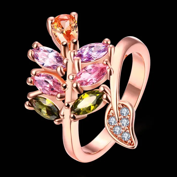 Earrings Yellow Chimes Rings for Women Beautiful Multicolor Ring Swiss Zircon Crystal Studded Ring for Women and GirlsSize US 8 Yellow Chimes