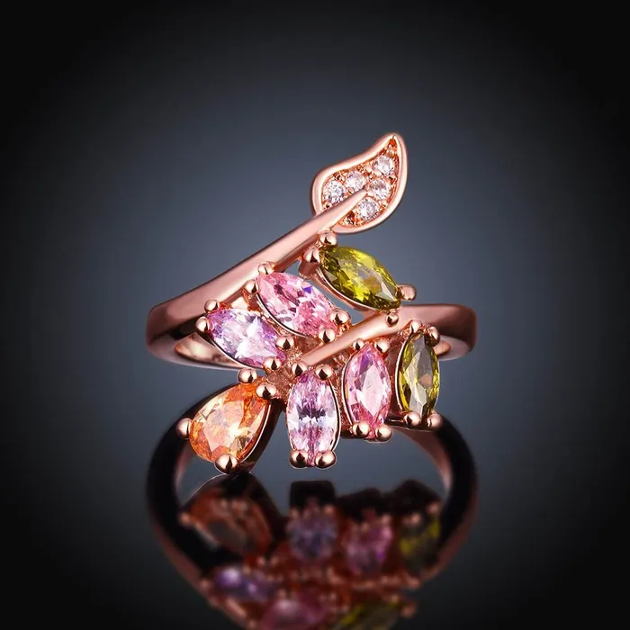 Earrings Yellow Chimes Rings for Women Beautiful Multicolor Ring Swiss Zircon Crystal Studded Ring for Women and GirlsSize US 8 Yellow Chimes