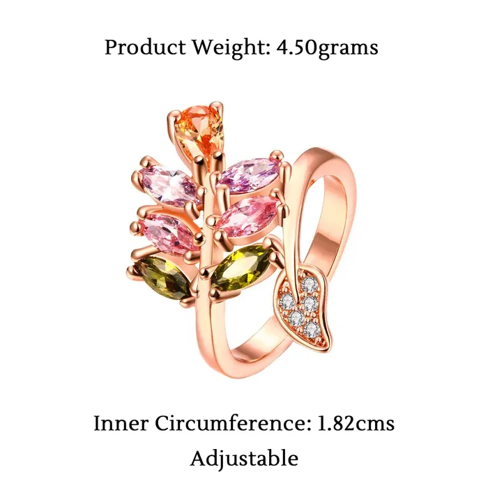 Earrings Yellow Chimes Rings for Women Beautiful Multicolor Ring Swiss Zircon Crystal Studded Ring for Women and GirlsSize US 8 Yellow Chimes