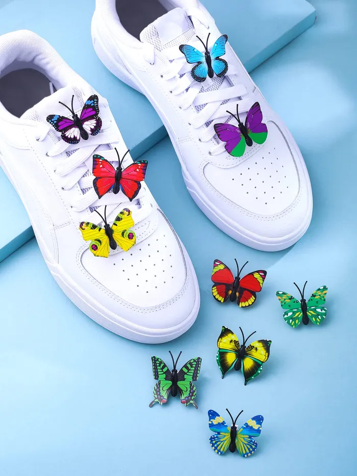 Earrings Yellow Chimes Shoelace Charms for Girls and Boys Shoe Accessories Butterfly Design Shoe Decoration Charms Shoelace Charms for Unisex Pack of 8 pieces Shoelace Charms for Sneakers Yellow Chimes