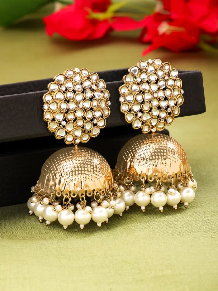 Earrings Yellow Chimes Traditional Golden Jhumka Earrings Elegant Gold Plated Design One Size Multicolor