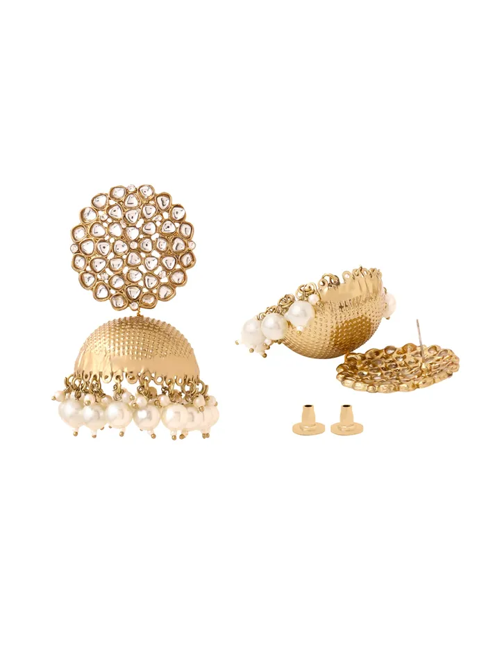 Earrings Yellow Chimes Traditional Golden Jhumka Earrings Elegant Gold Plated Design One Size Multicolor